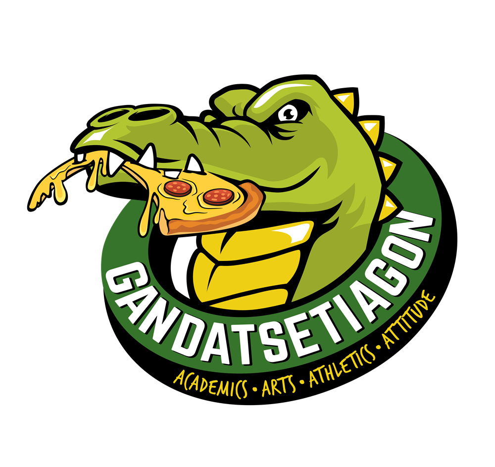Gator eating a pizza
